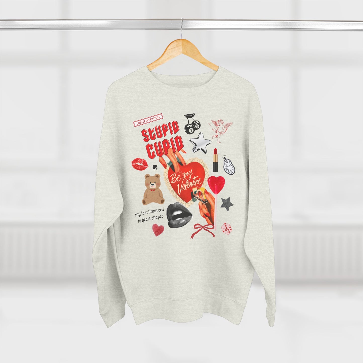 Stupid Cupid Sweatshirt - Oatmeal and Heather Grey