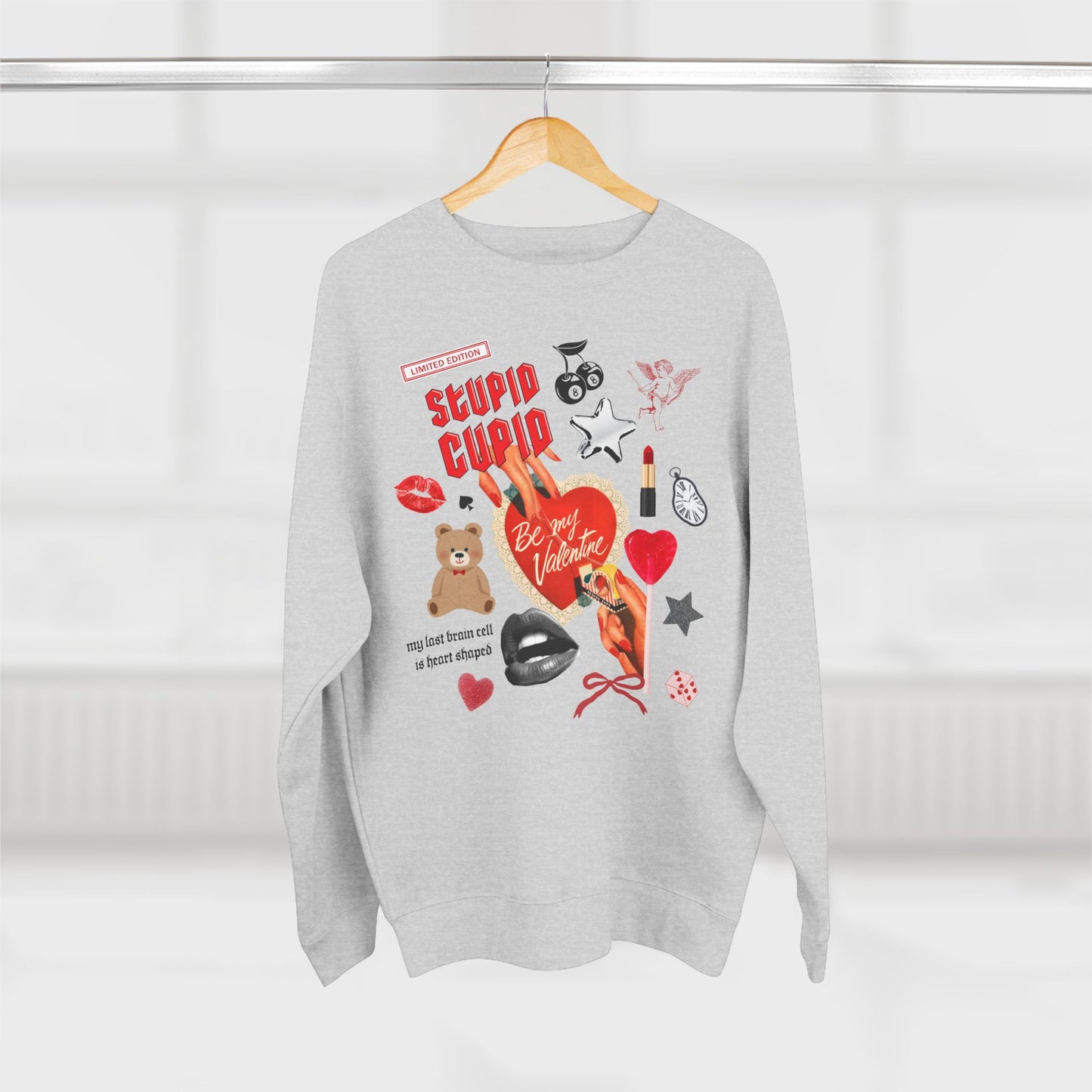 Stupid Cupid Sweatshirt - Oatmeal and Heather Grey