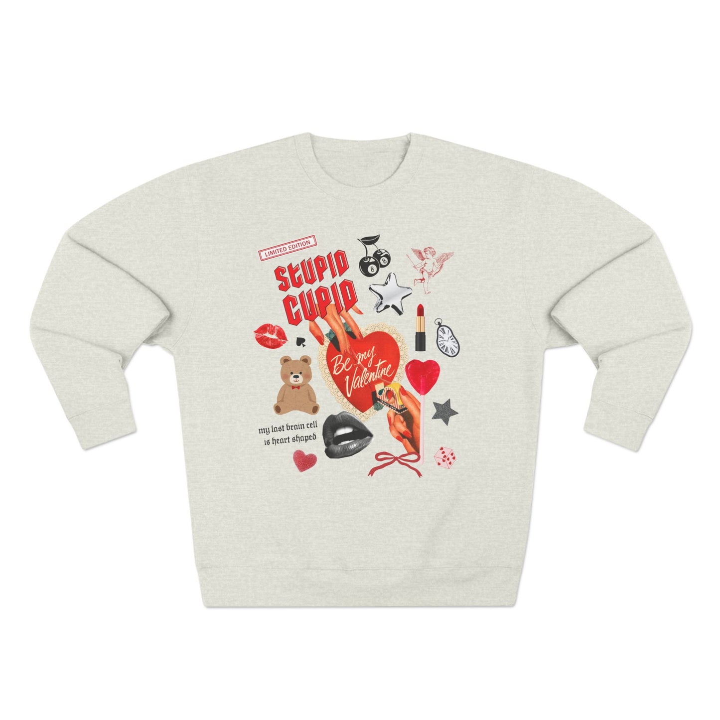 Stupid Cupid Sweatshirt - Oatmeal and Heather Grey