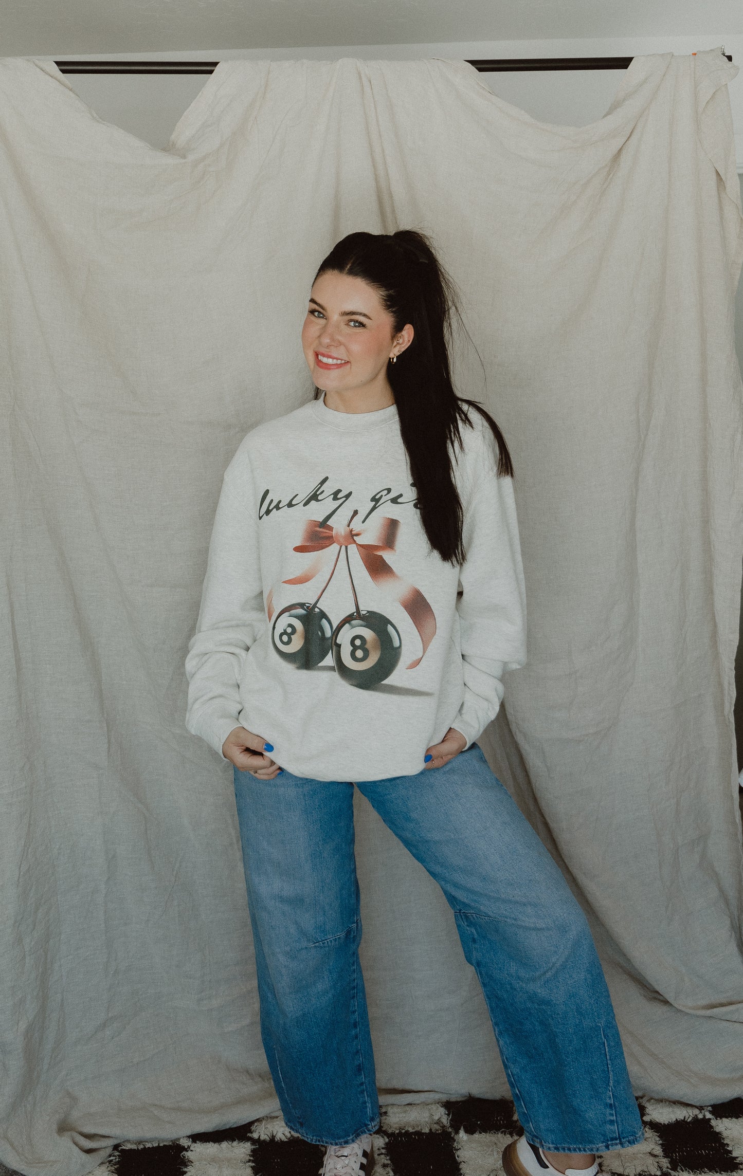 Lucky Girl Sweat Shirt // Oatmeal Heather - SJ Original Design