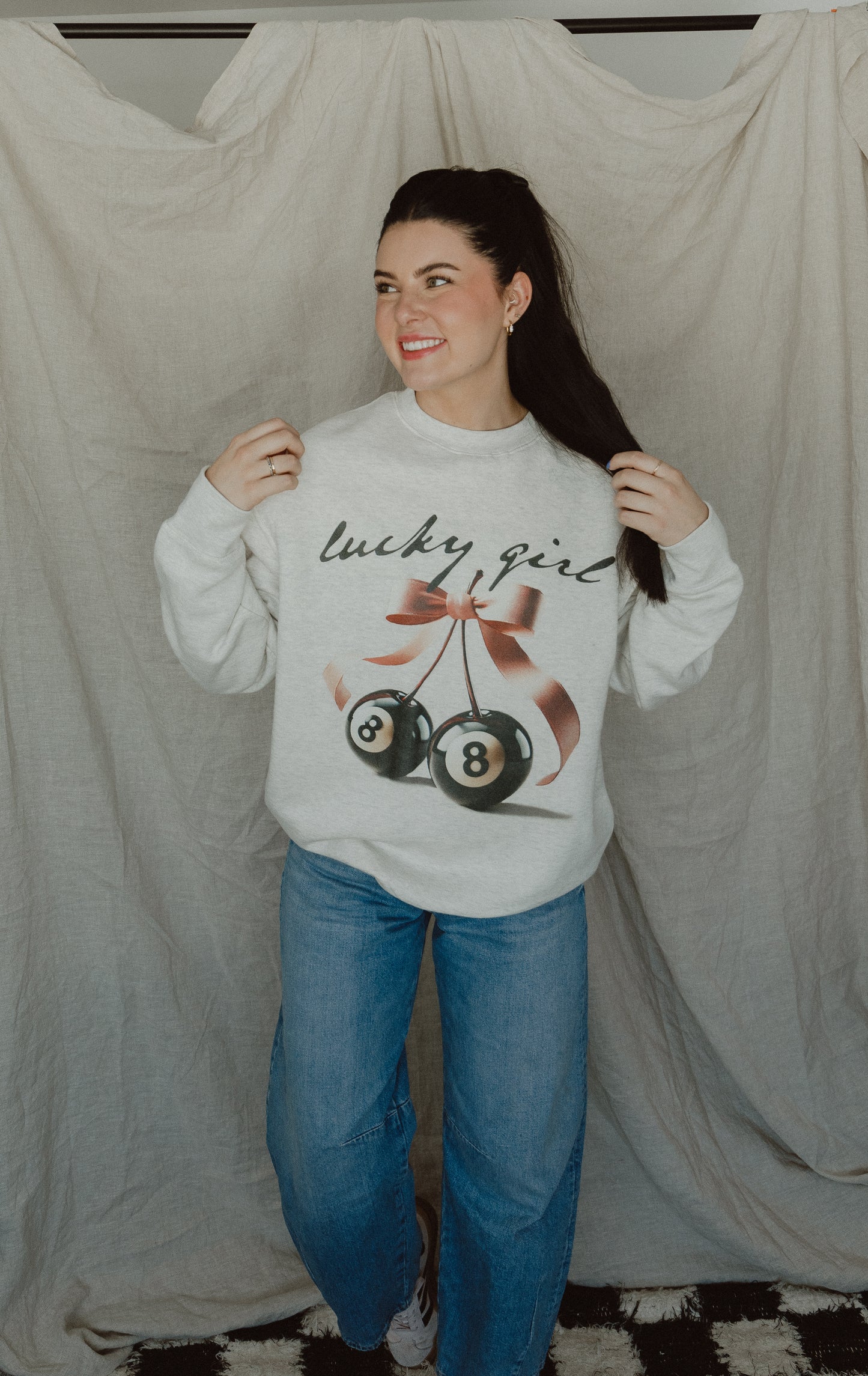 Lucky Girl Sweat Shirt // Oatmeal Heather - SJ Original Design