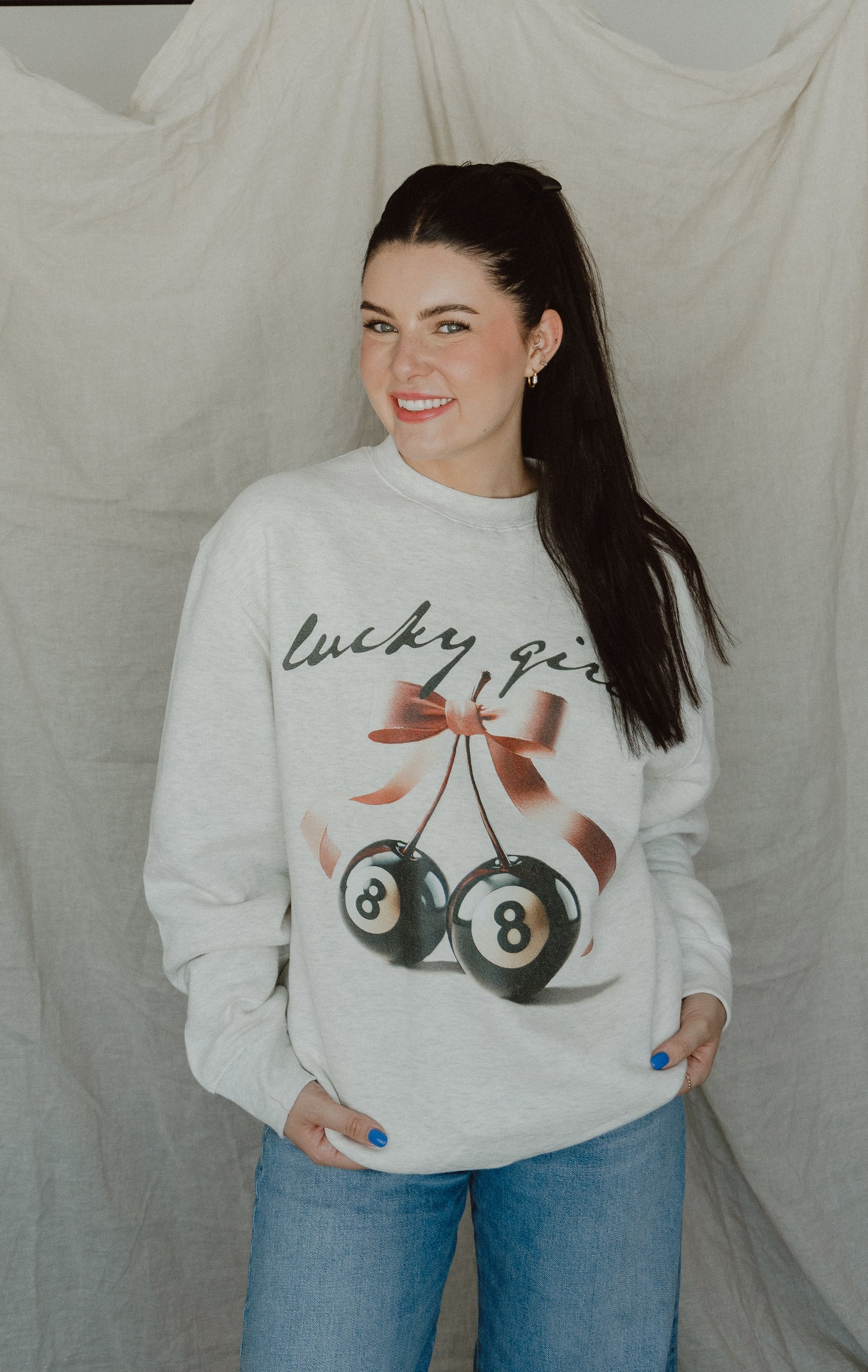 Lucky Girl Sweat Shirt // Oatmeal Heather - SJ Original Design