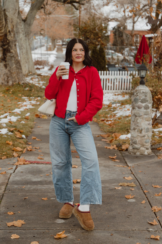 Elle Cardigan - Cherry Red